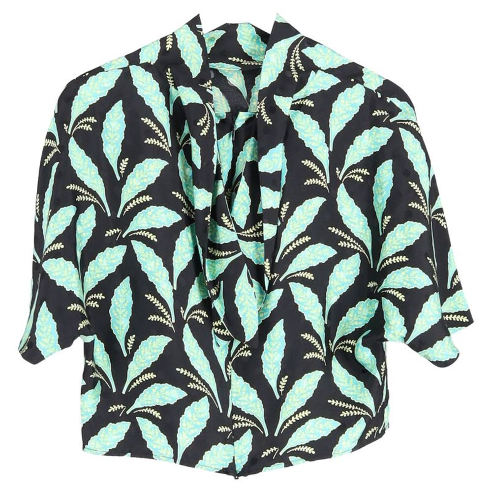 Diane Von Furstenberg Leaf Print Top in Multicolor Viscose